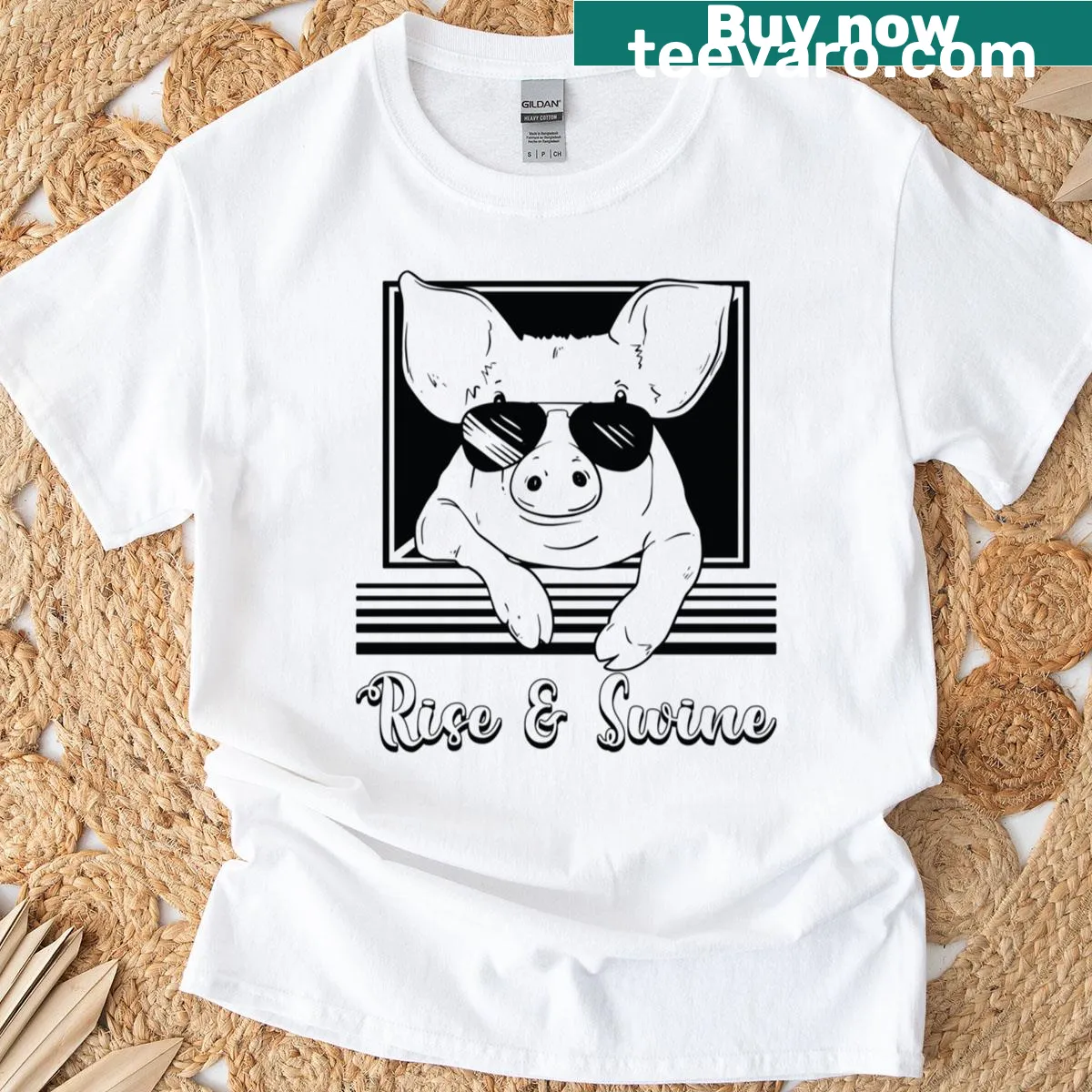 Oversized T-shirt featuring playful pigs for pig lovers — on a men's t-shirt