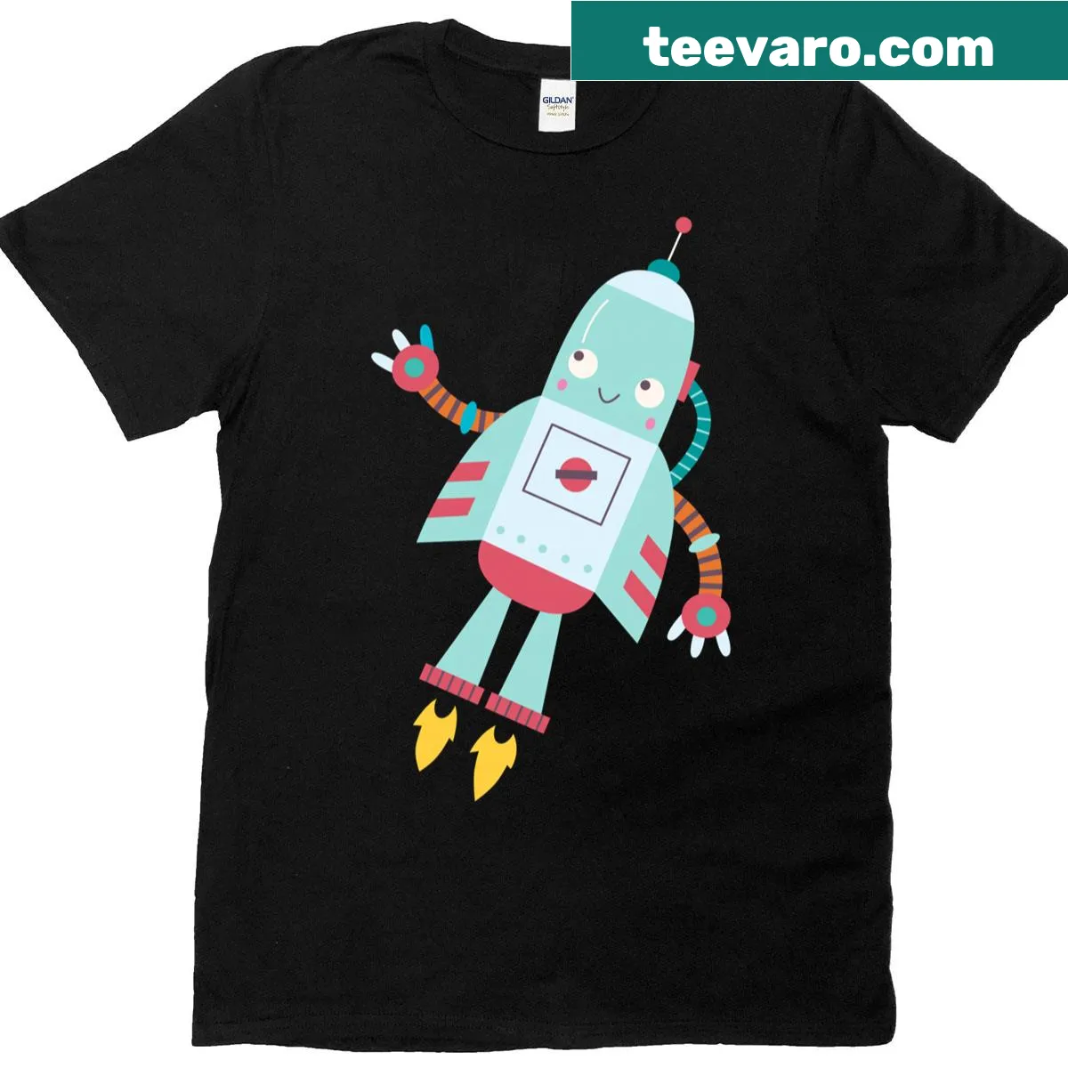 Cute kids T-shirt featuring a cartoon robot design for future engineers — on a men's t-shirt
