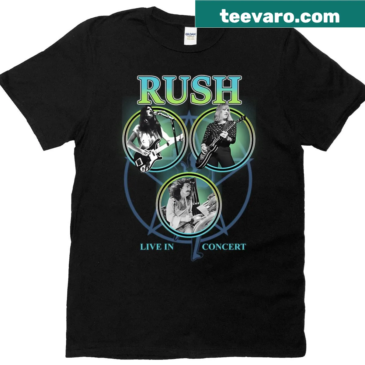 Vintage-style T-shirt celebrating Rush's band concert. — on a men's t-shirt