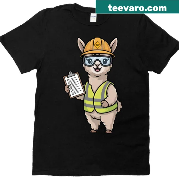 Cartoon alpaca t-shirt with safety message