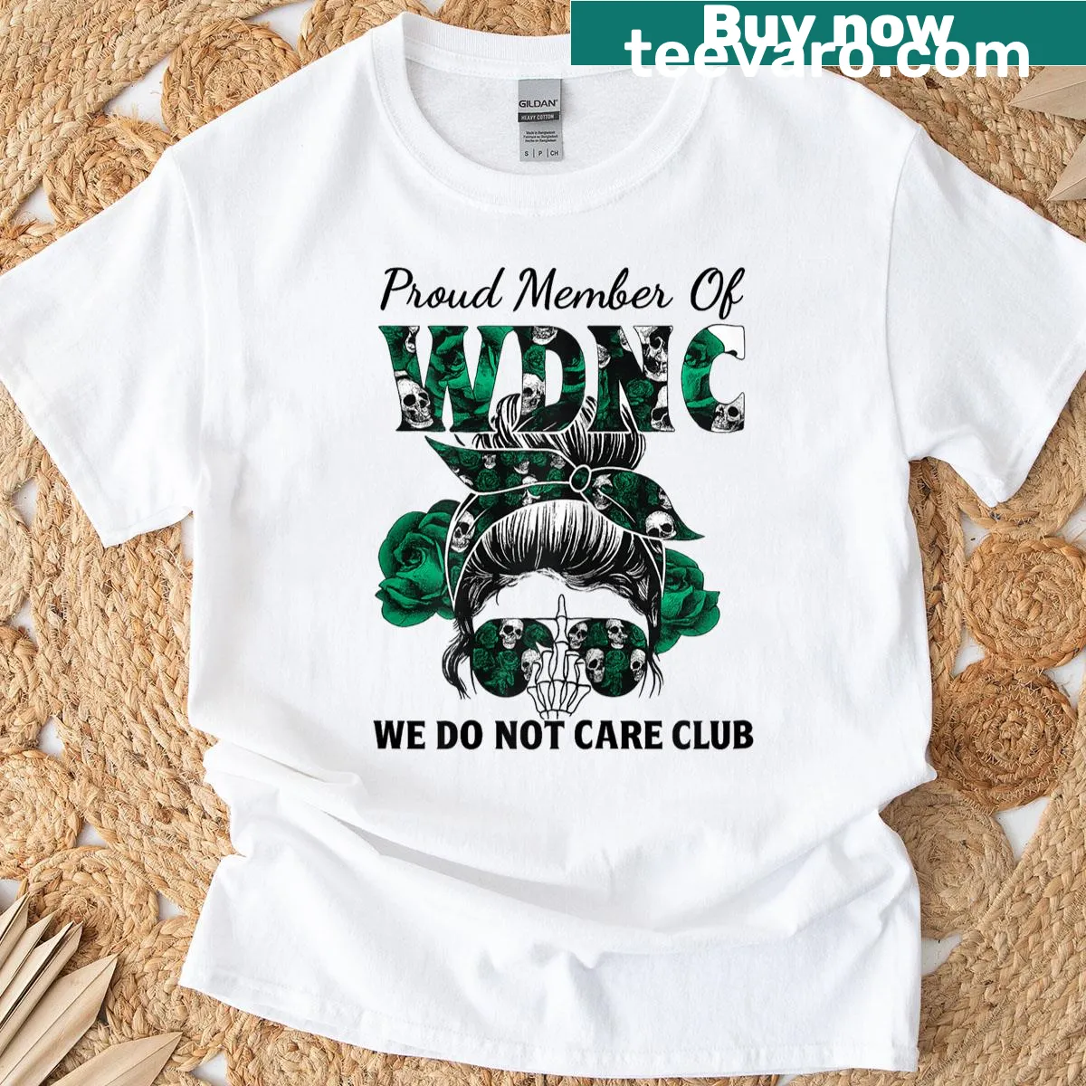 Sarcastic sassy skull graphic with text 'Proud Member Of Wdnc' — on a men's t-shirt