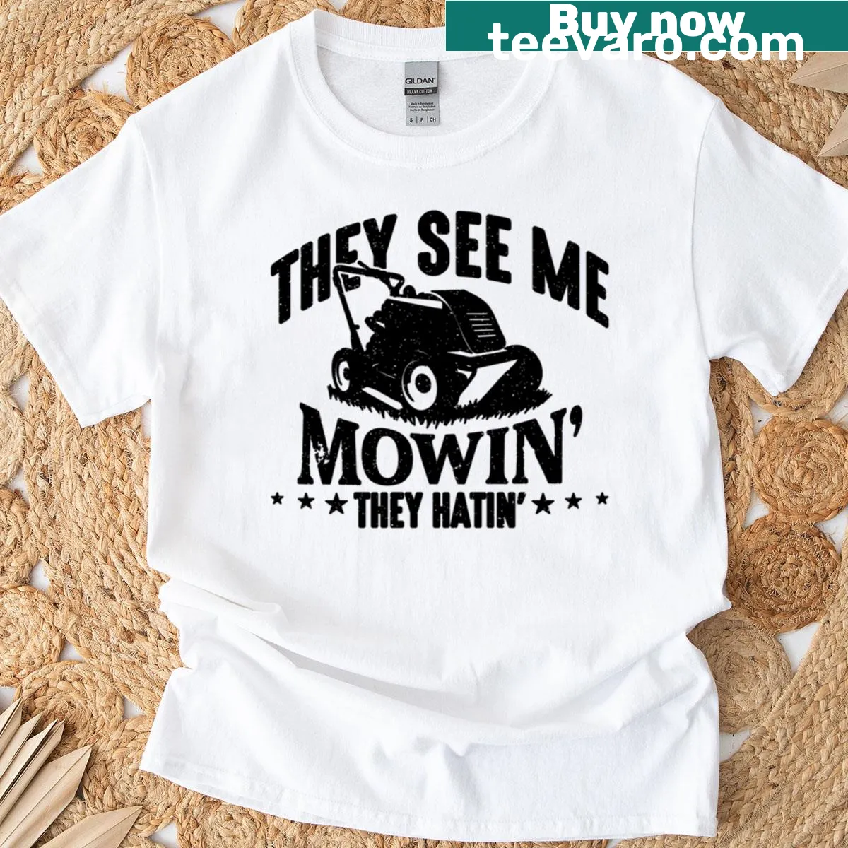 Funny landscaping-themed graphic on a shirt — on a men's t-shirt