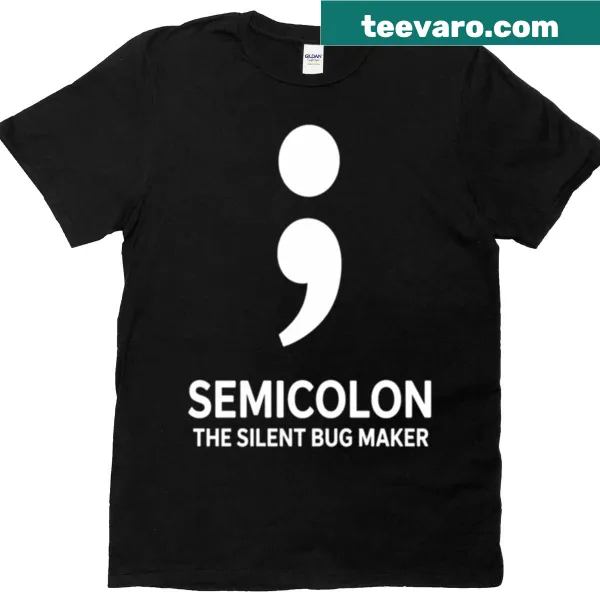 Funny programmer t-shirt featuring semicolon text design