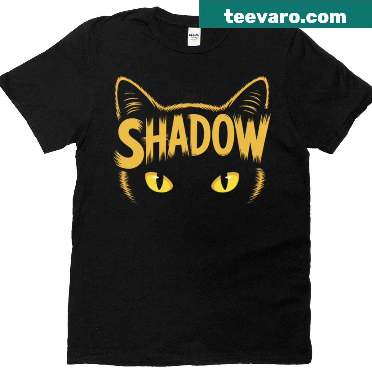 Silhouette design of a cat on an oversized t-shirt. — on a men's t-shirt