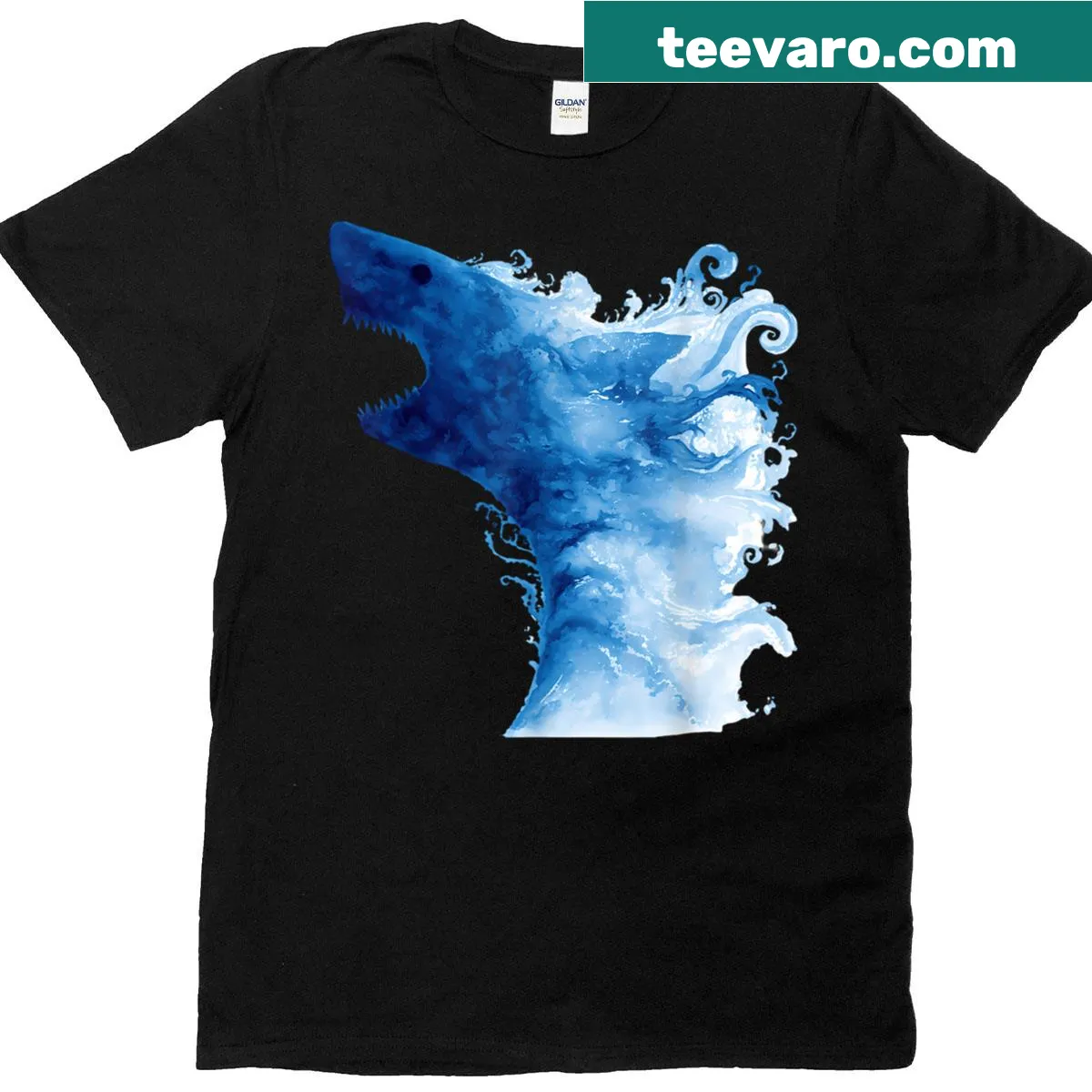 T-shirt featuring realistic shark artwork for marine biology enthusiasts. — on a men's t-shirt