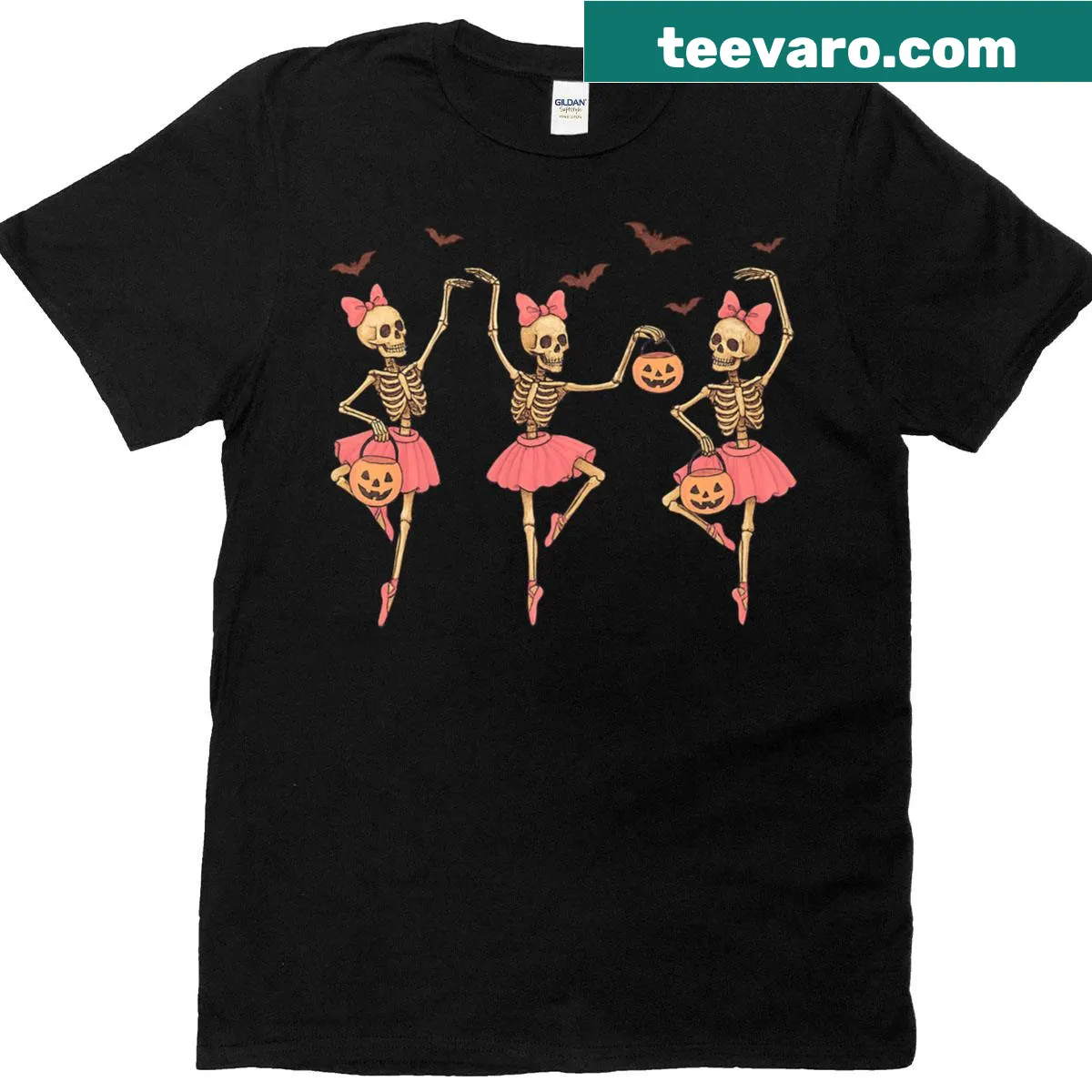 Cute skeleton ballerina in tutu design for women — on a men's t-shirt