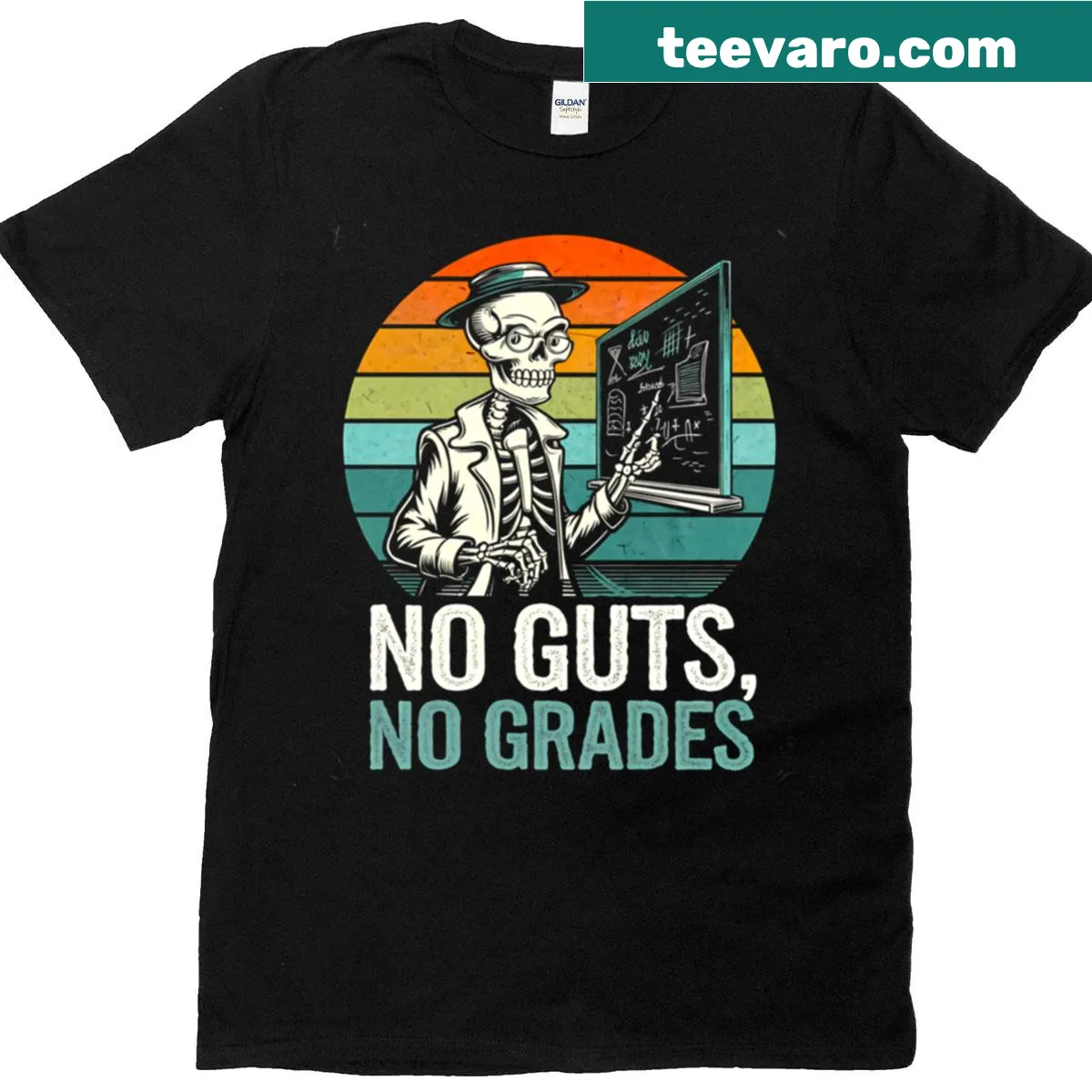 Funny skeleton teacher shirt perfect for Halloween festivities — on a men's t-shirt