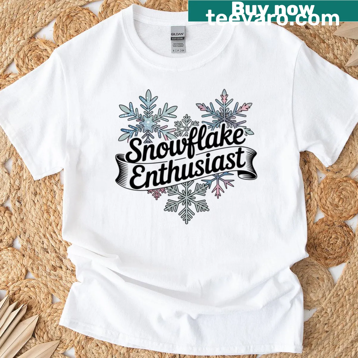 Snowflake designs on a winter lover t-shirt — on a men's t-shirt