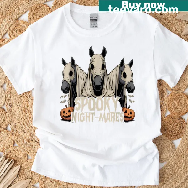 Cartoon ghost horse design for a funny Halloween shirt