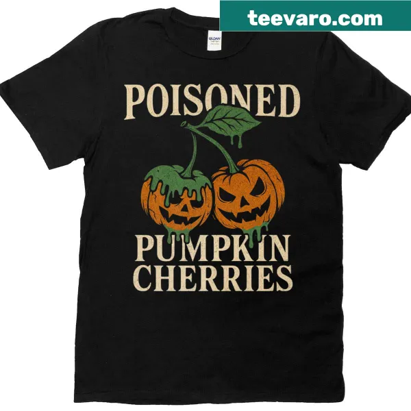 T-shirt featuring spooky pumpkins with creepy faces for Halloween