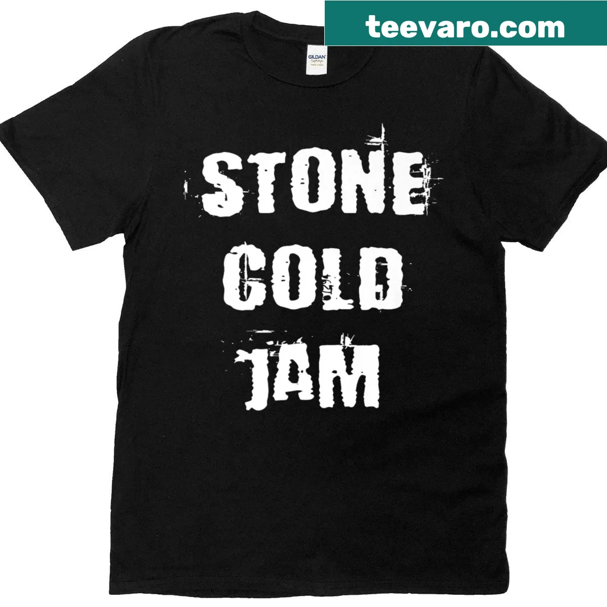 Stylish 'Stone Cold Jam' graphic T-shirt for music lovers. — on a men's t-shirt