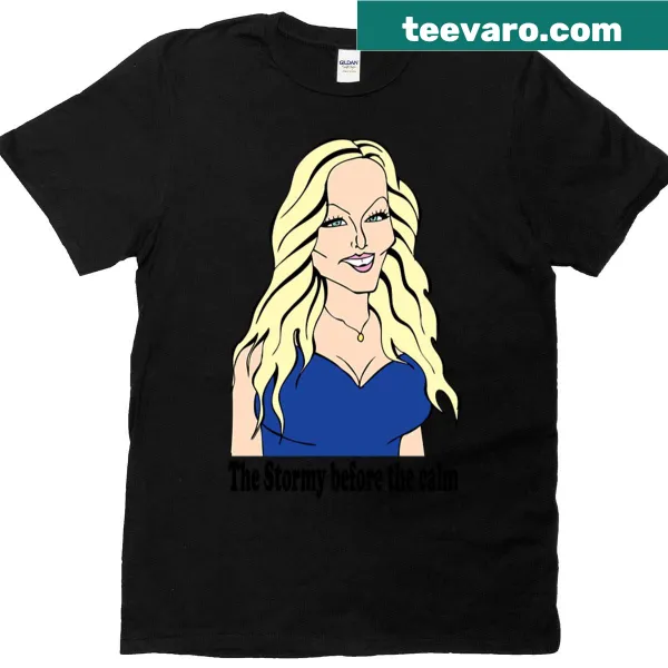Illustrative fan art t-shirt featuring Stormy Daniels with playful design