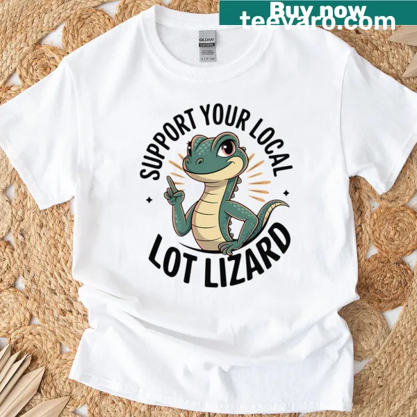 Funny trucker shirt with green lizard and humorous text