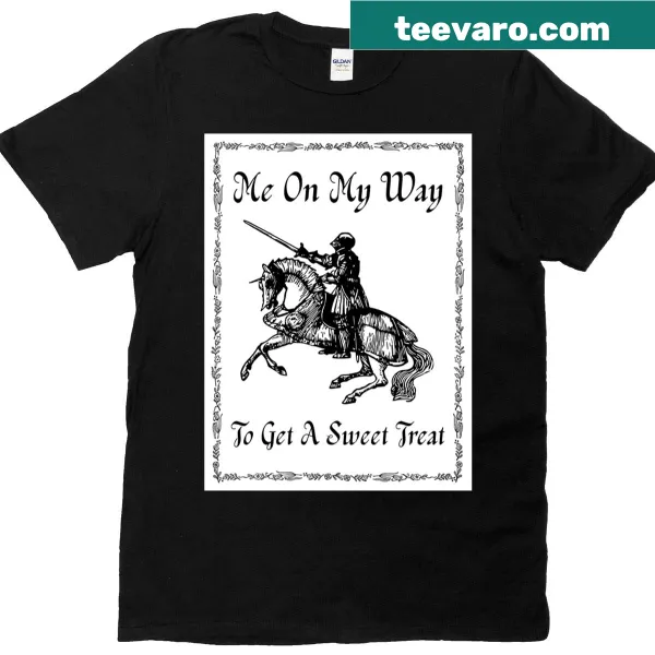 Medieval-themed t-shirt with sweet treats illustration