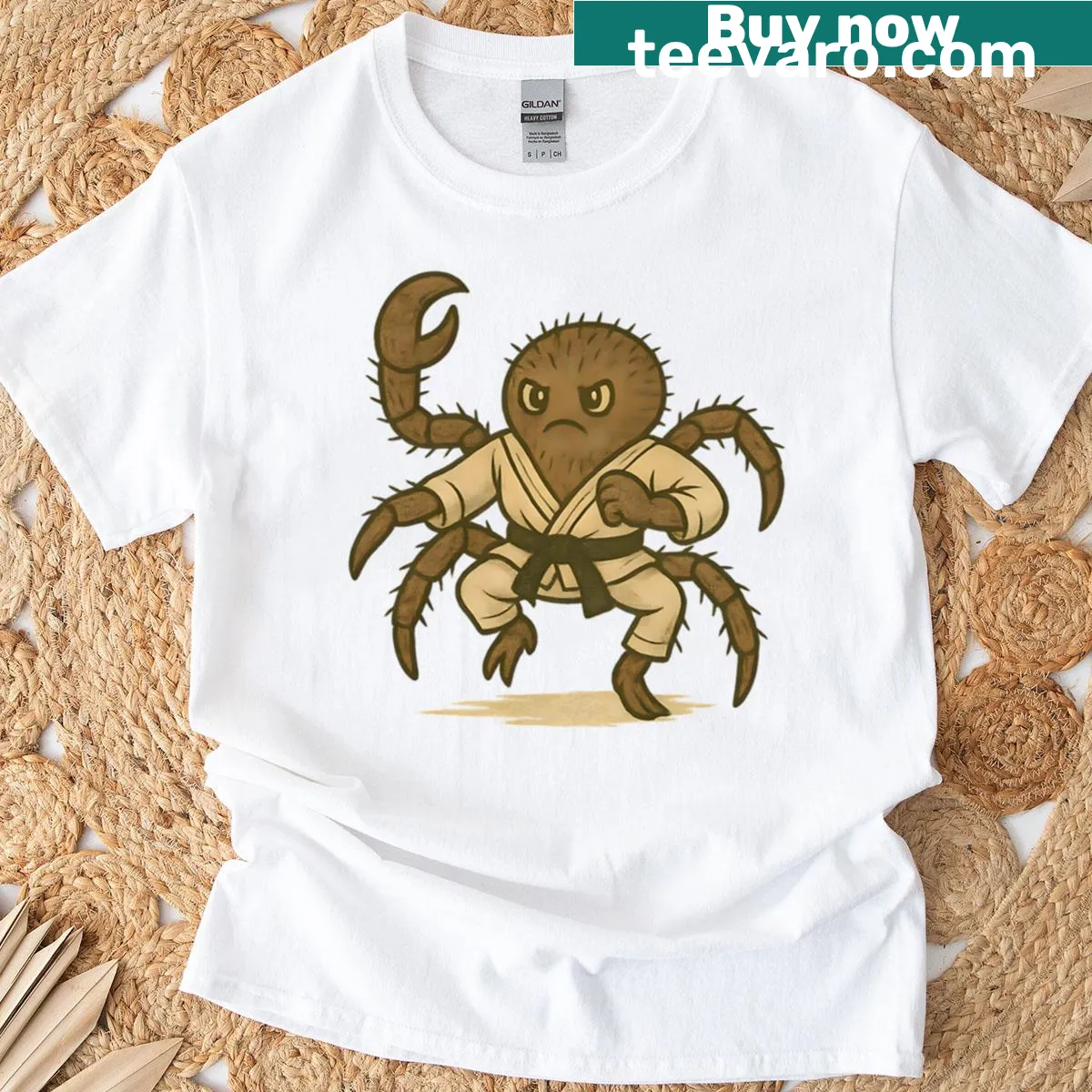 Tarantula kung fu illustration design T-shirt — on a men's t-shirt