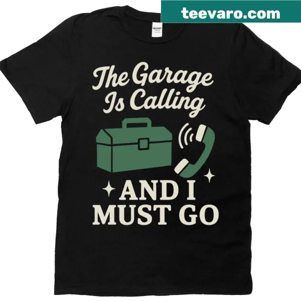 Playful t-shirt with text The Garage Is Calling