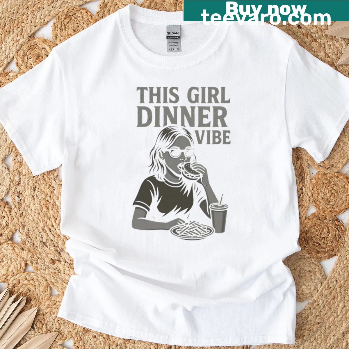 Trendy t-shirt featuring the phrase This Girl Dinner Vibe in meme style — on a men's t-shirt