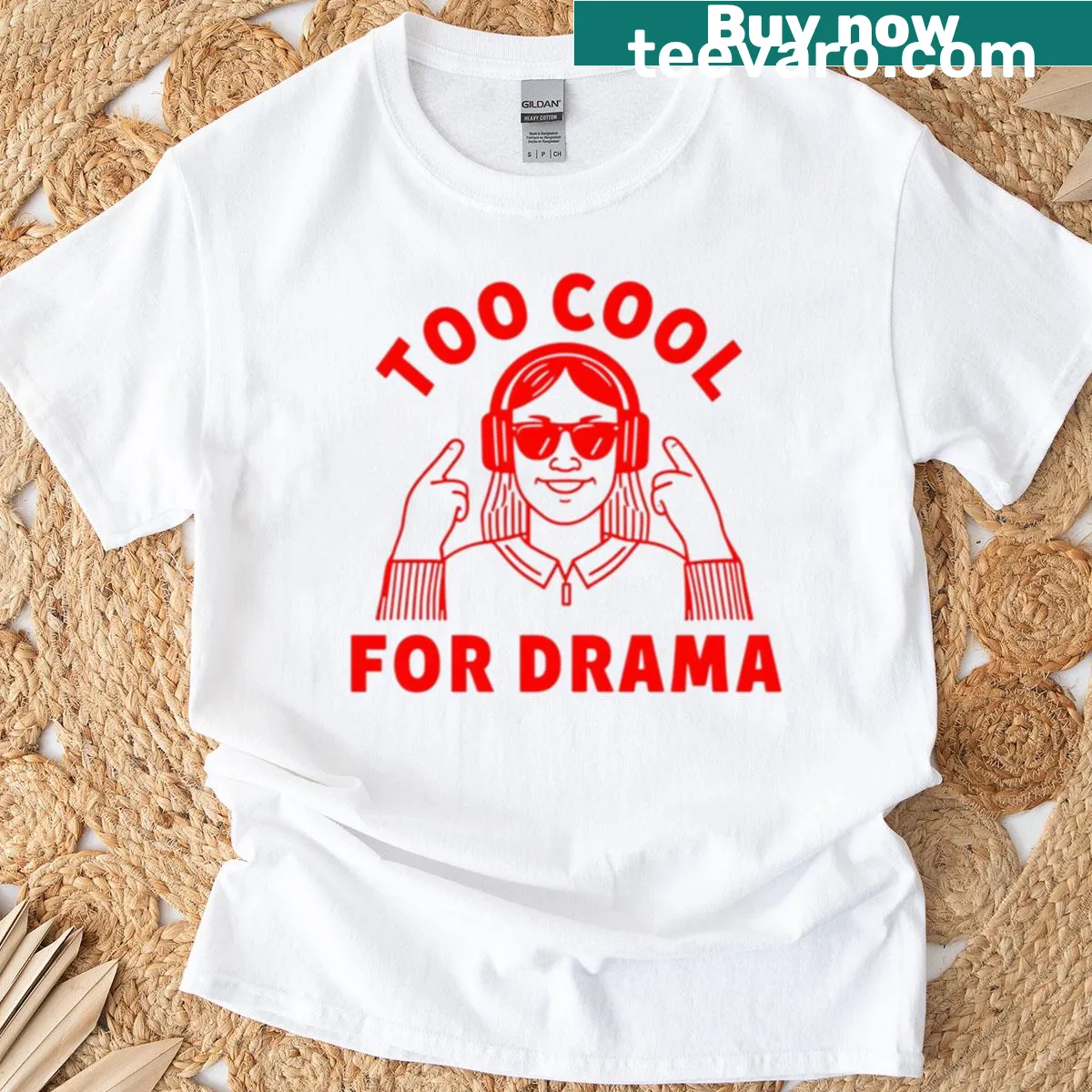 Funny retro tee with the slogan 'Too Cool For Drama' for introverts — on a men's t-shirt