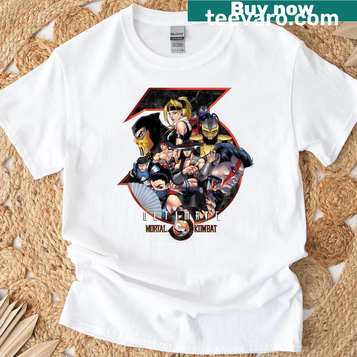 Graphic of Mortal Combat characters on T-shirt — on a men's t-shirt