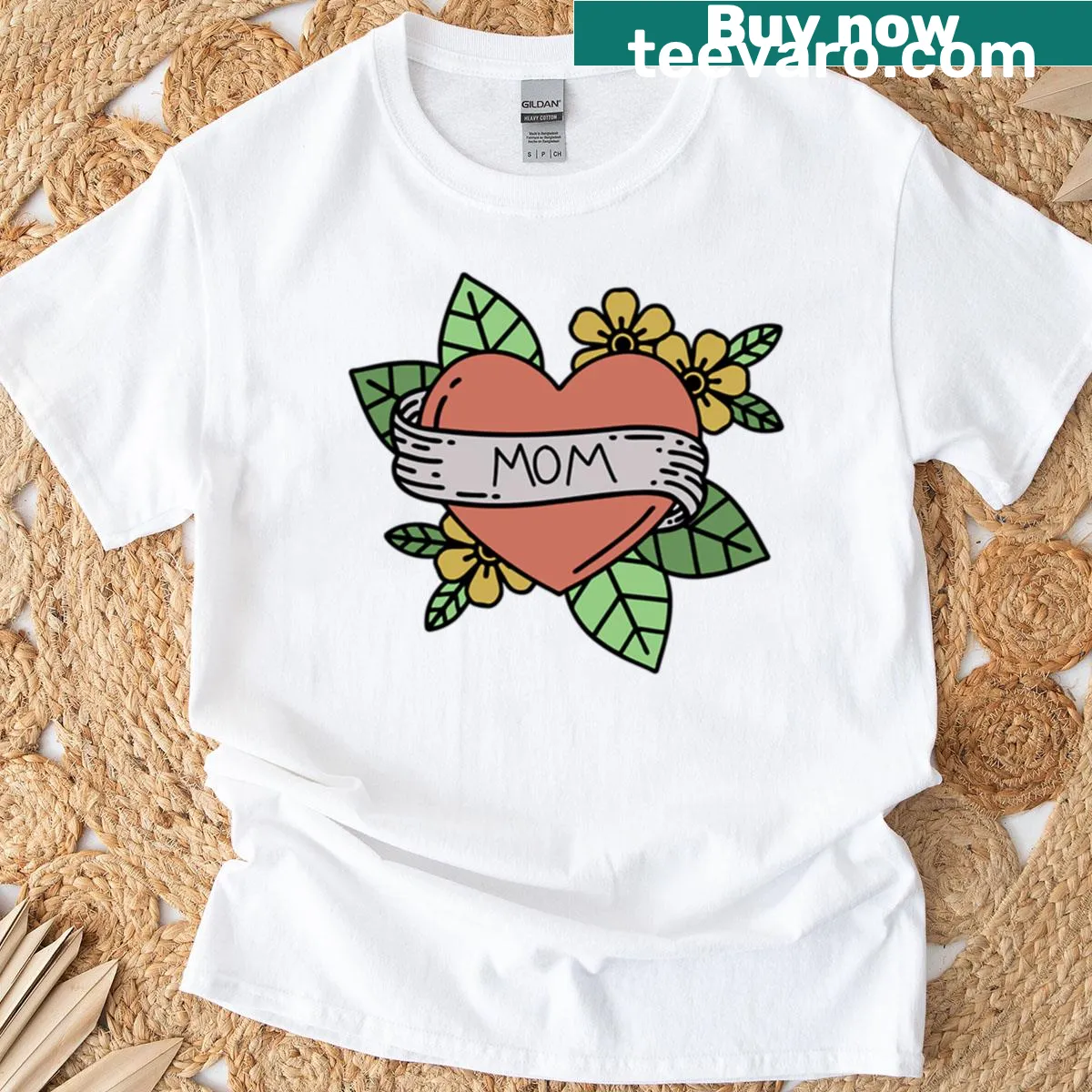Vintage-inspired t-shirt showcasing a mom tattoo design — on a men's t-shirt