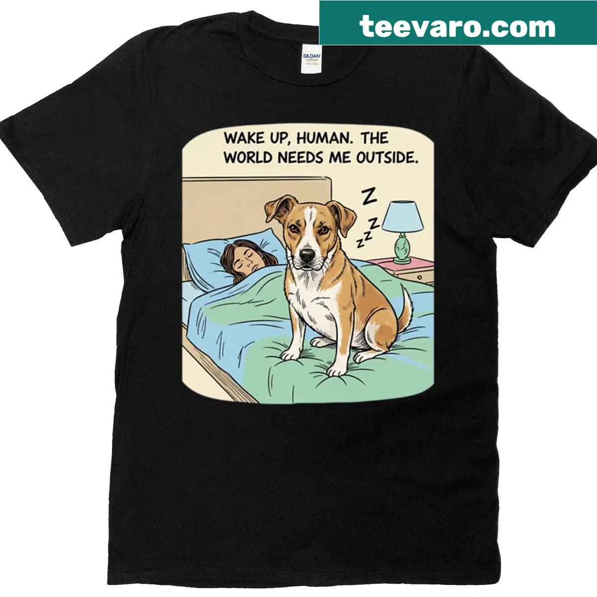 Illustration of a cheerful dog on a casual T-shirt. — on a men's t-shirt