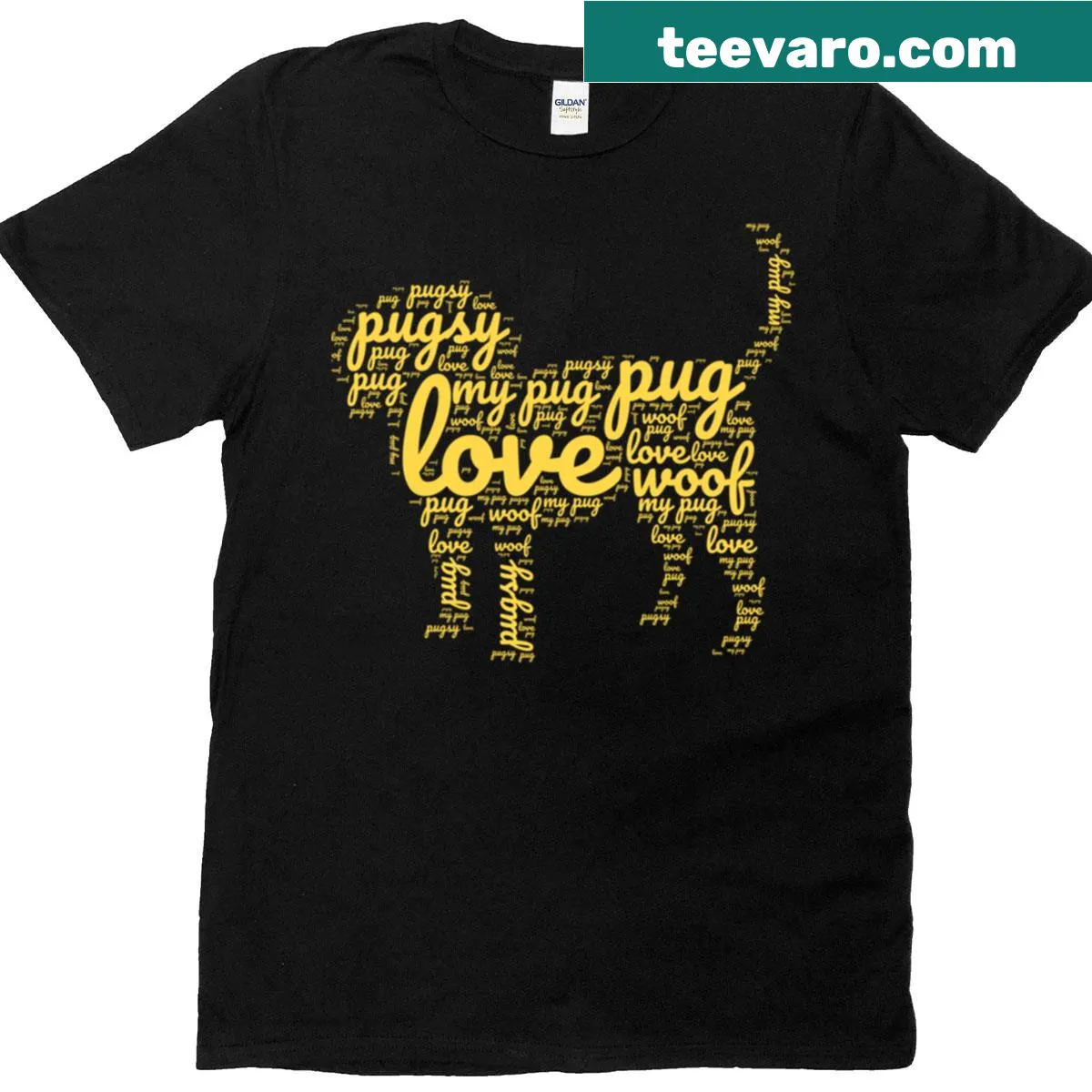T-shirt with a funny warning about talking about pugs for dog lovers — on a men's t-shirt
