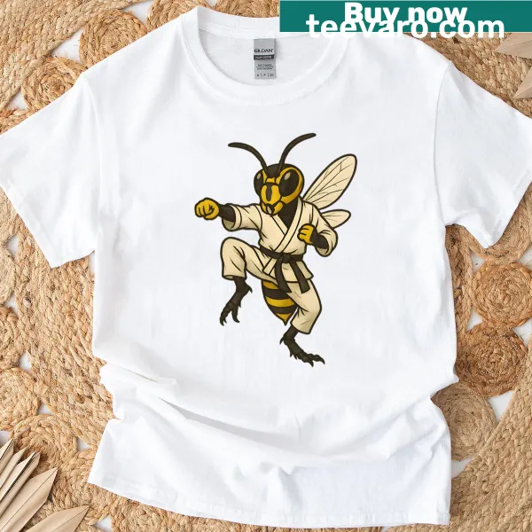 Cartoonish wasp kung fu design in an action pose