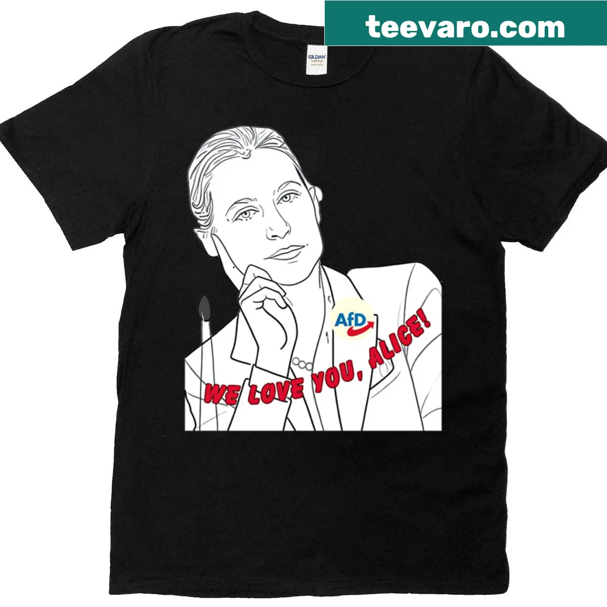Heartfelt We Love You Alice T-shirt with inviting typography — on a men's t-shirt
