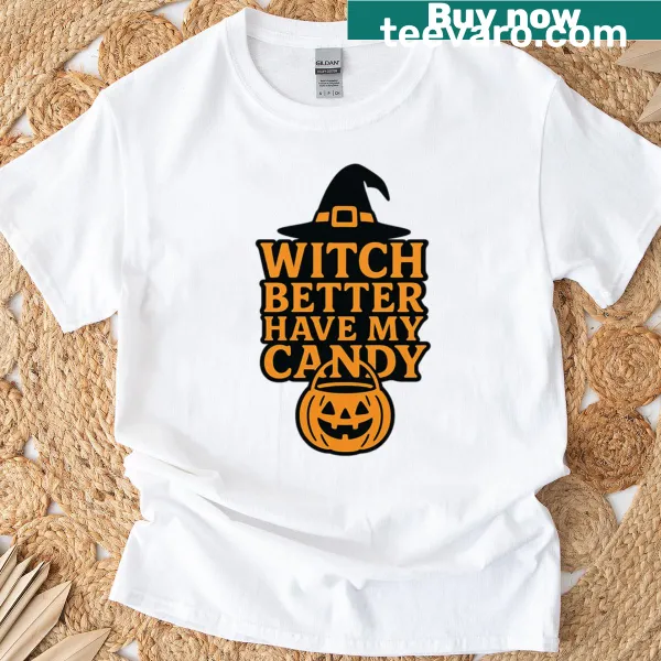 Funny Halloween t-shirt with a playful candy demand