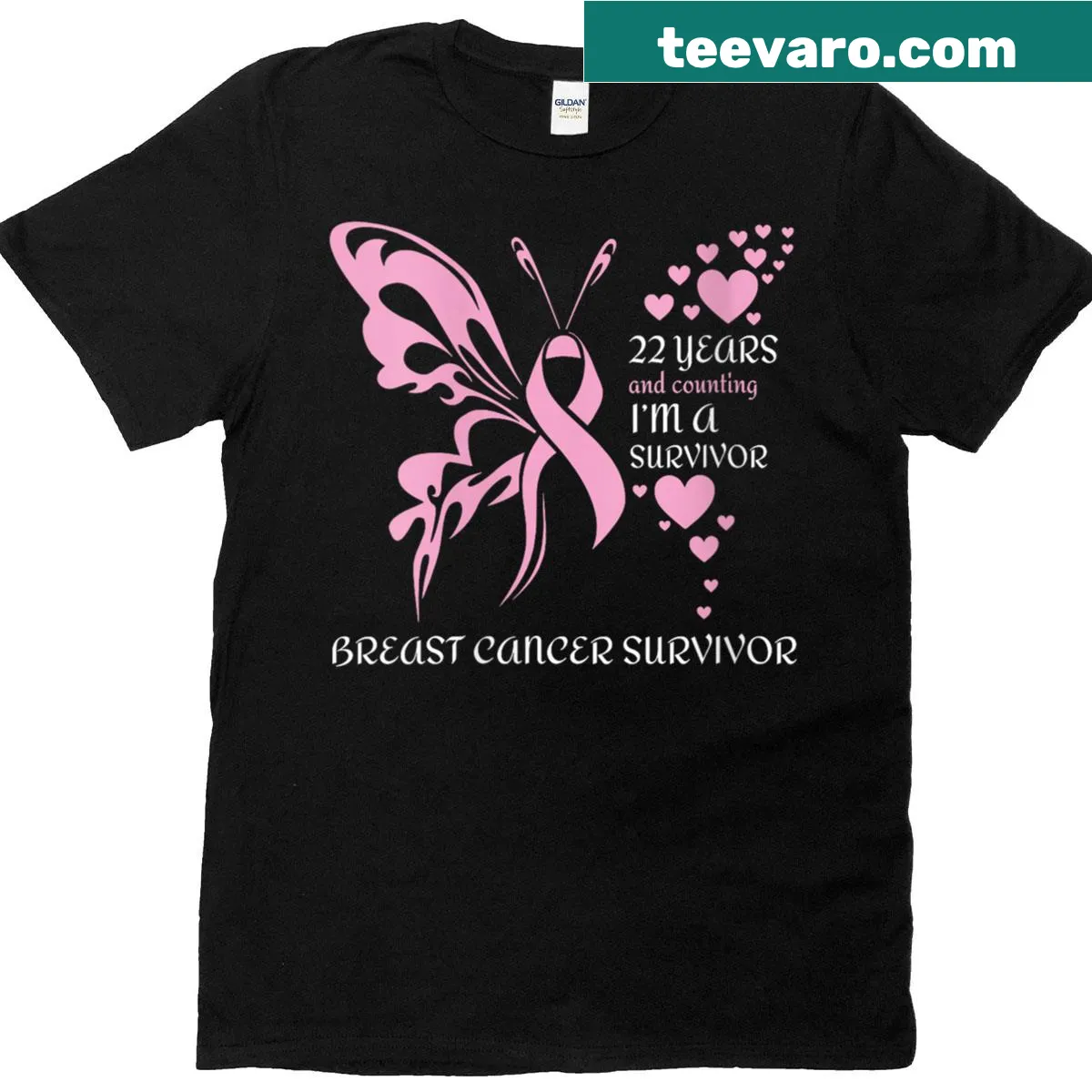 Empowering survivor t-shirt with butterfly graphic and uplifting message — on a men's t-shirt