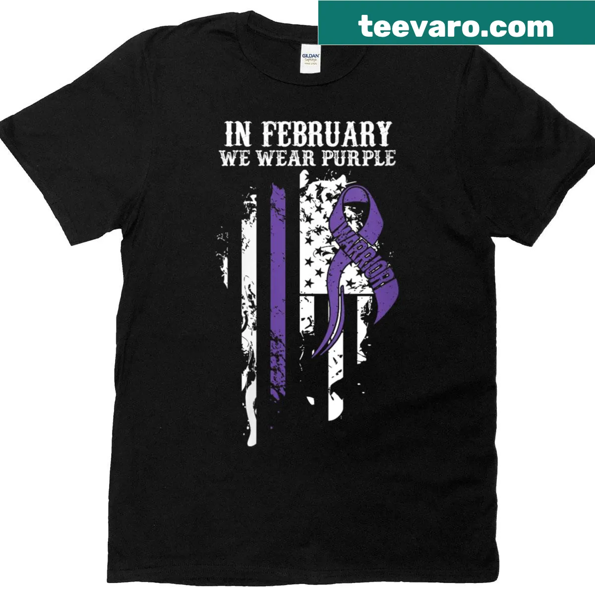 Vulvar cancer awareness ribbon graphic T-shirt — on a men's t-shirt