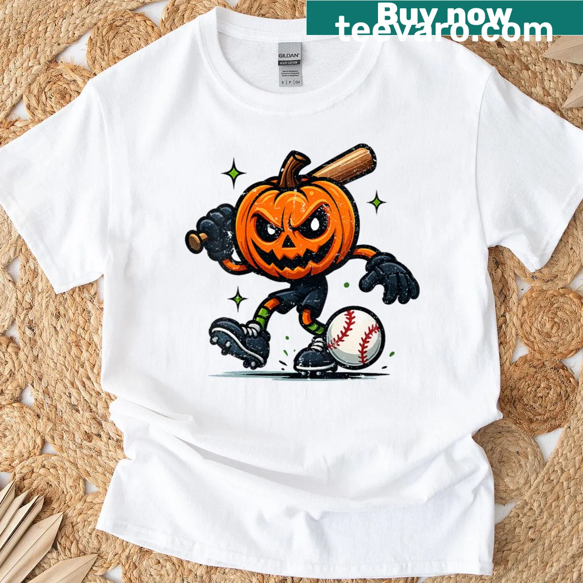 Cartoon scary pumpkin T-shirt for kids — on a men's t-shirt