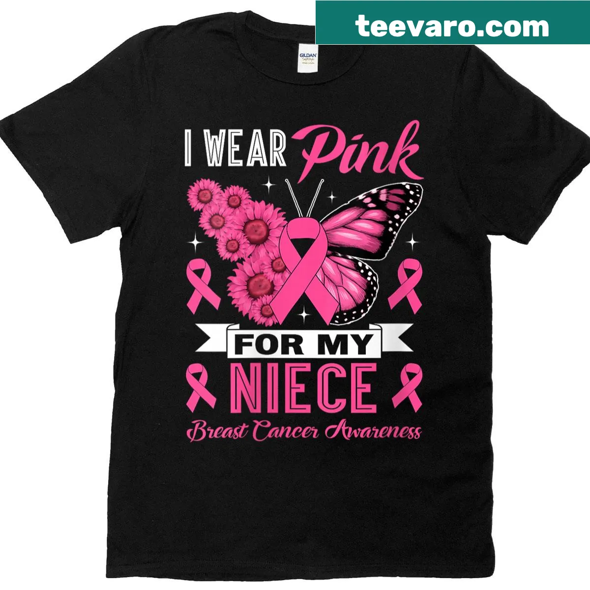 I Wear Pink For My Niece Breast Cancer Awareness Month T-shirt — on a men's t-shirt