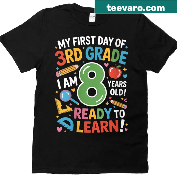 My First Day Of Third Grade T-shirt with playful school graphics
