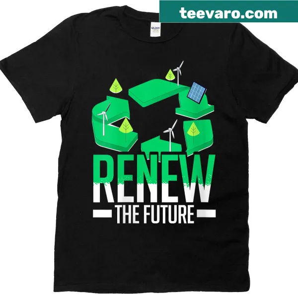 Typography t-shirt promoting renewable energy and sustainability for women