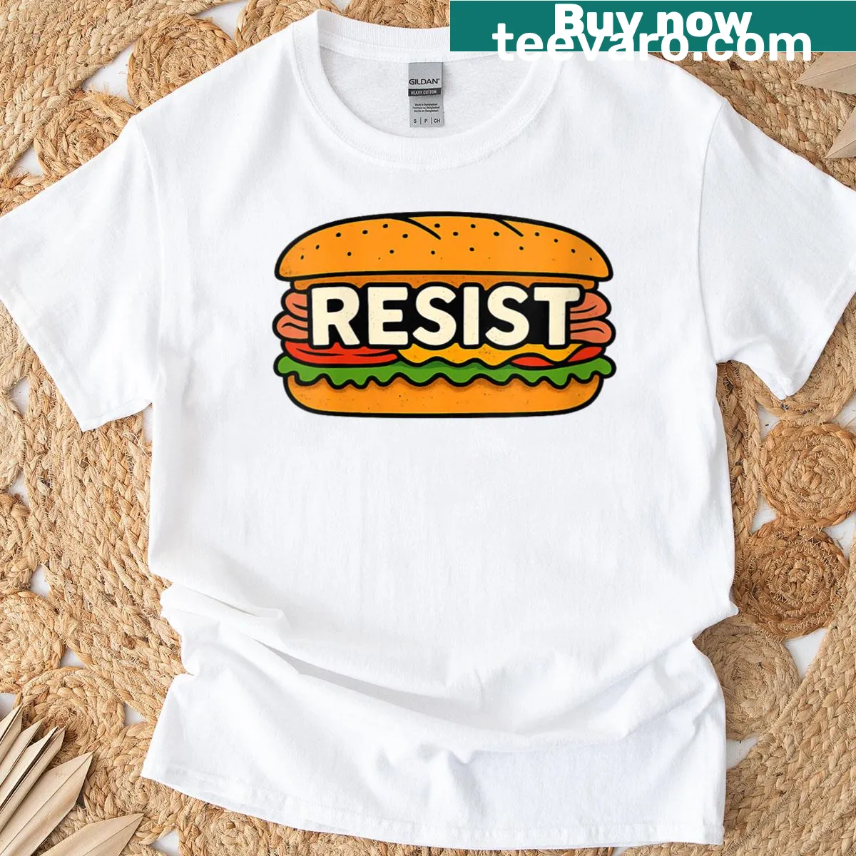 Clever protest-themed sub sandwich graphic on t-shirt — on a men's t-shirt