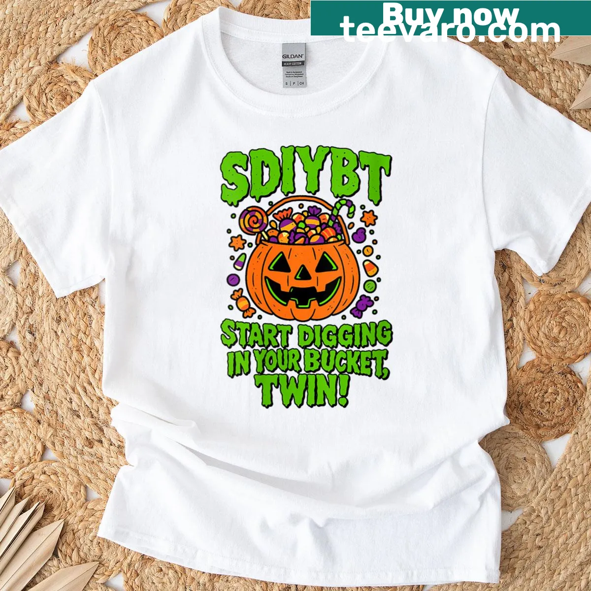 Funny Halloween T-shirt with playful graphic design — on a men's t-shirt