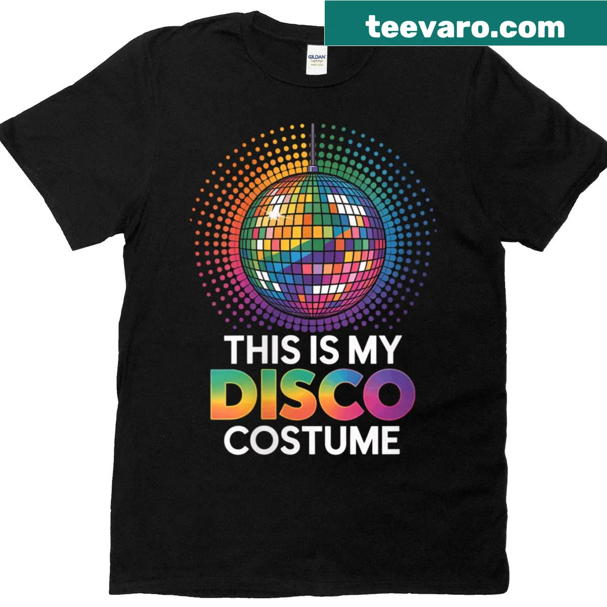Disco-themed shirt with playful graphics and slogan — on a men's t-shirt
