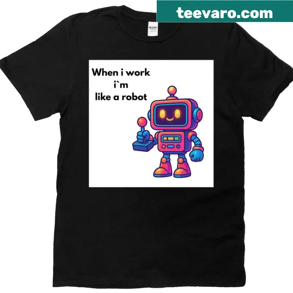 Oversized T-shirt featuring a playful work robot design