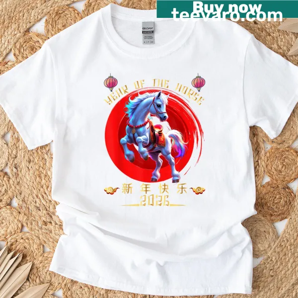 Lunar New Year 2026 graphic on a shirt celebrating Year of the Horse