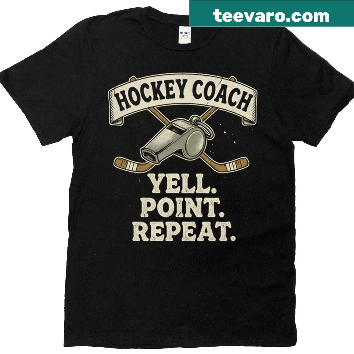 Funny shirt with phrase for ice hockey coaches — on a men's t-shirt