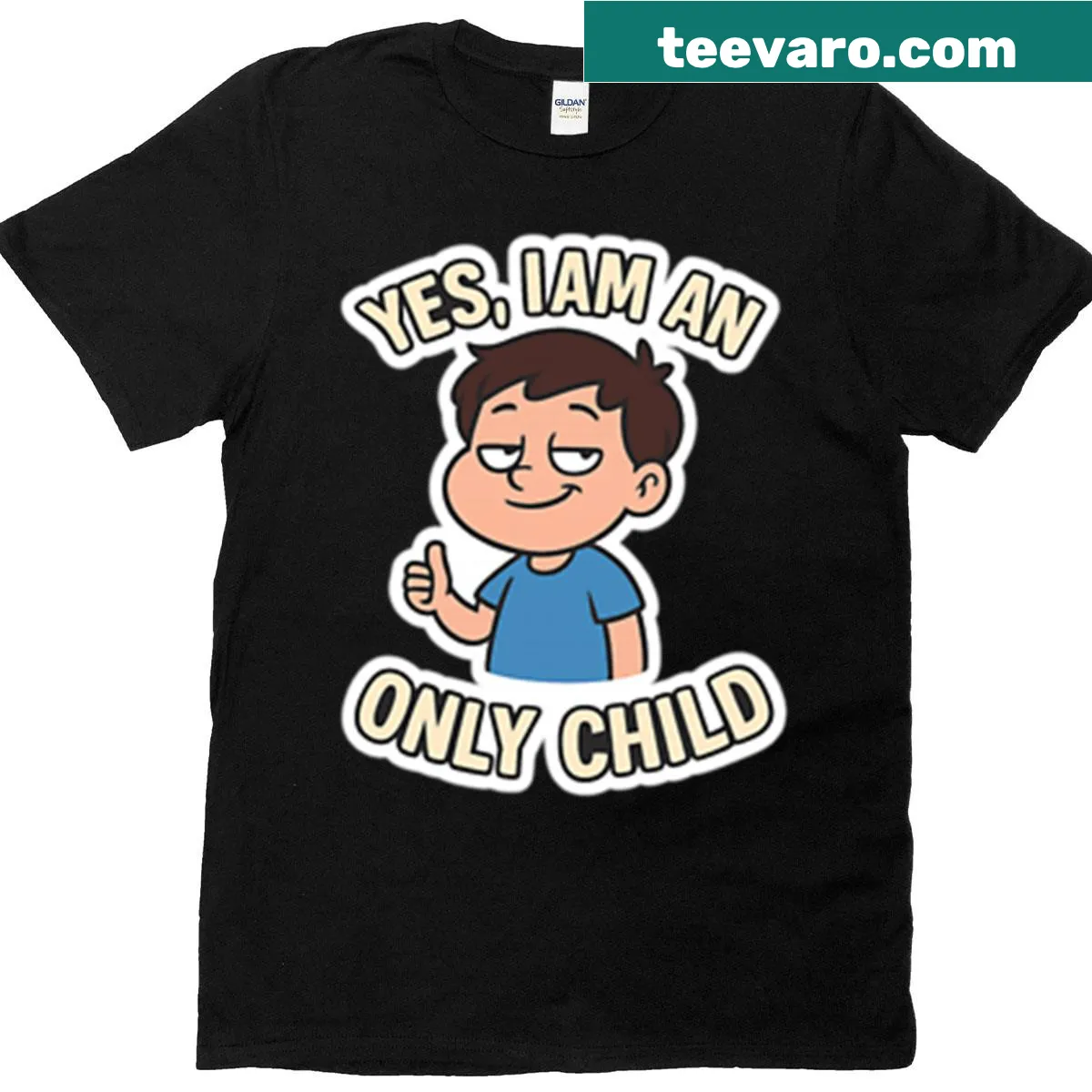 Funny text-based design stating 'Yes I Am An Only Child'. — on a men's t-shirt