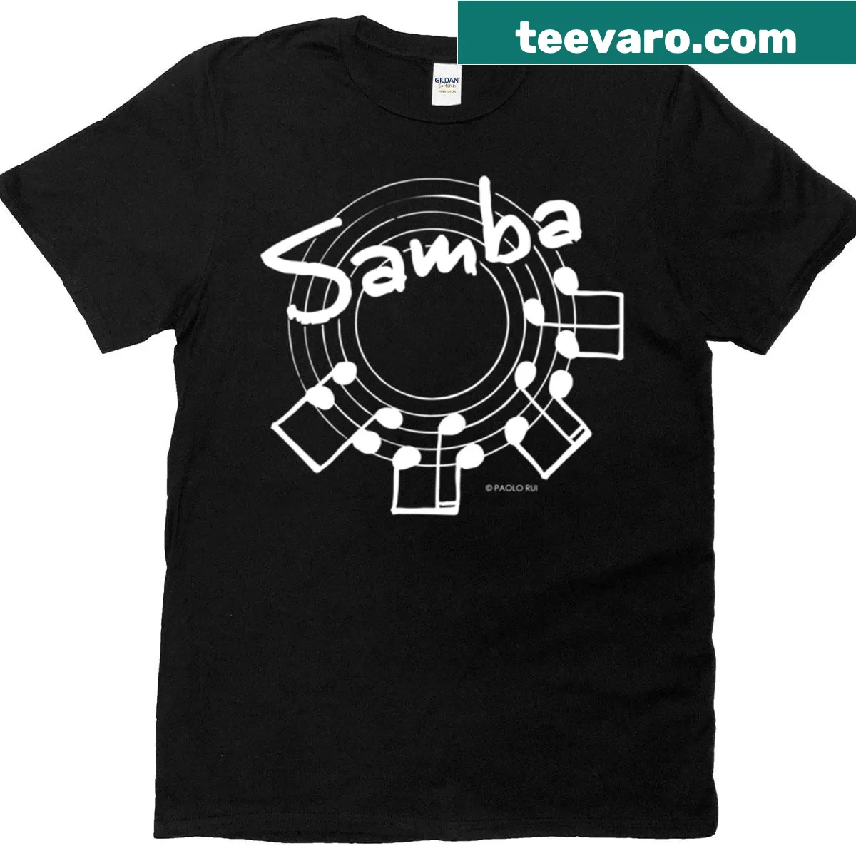 Oversized samba music typography design T-shirt for festive vibes. — on a men's t-shirt