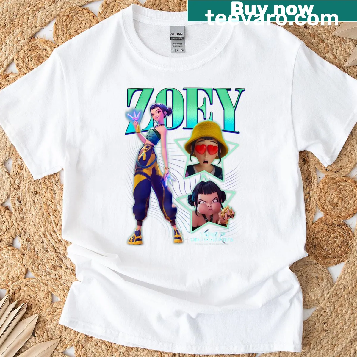 Retro-style T-shirt featuring a neon poster design — on a men's t-shirt