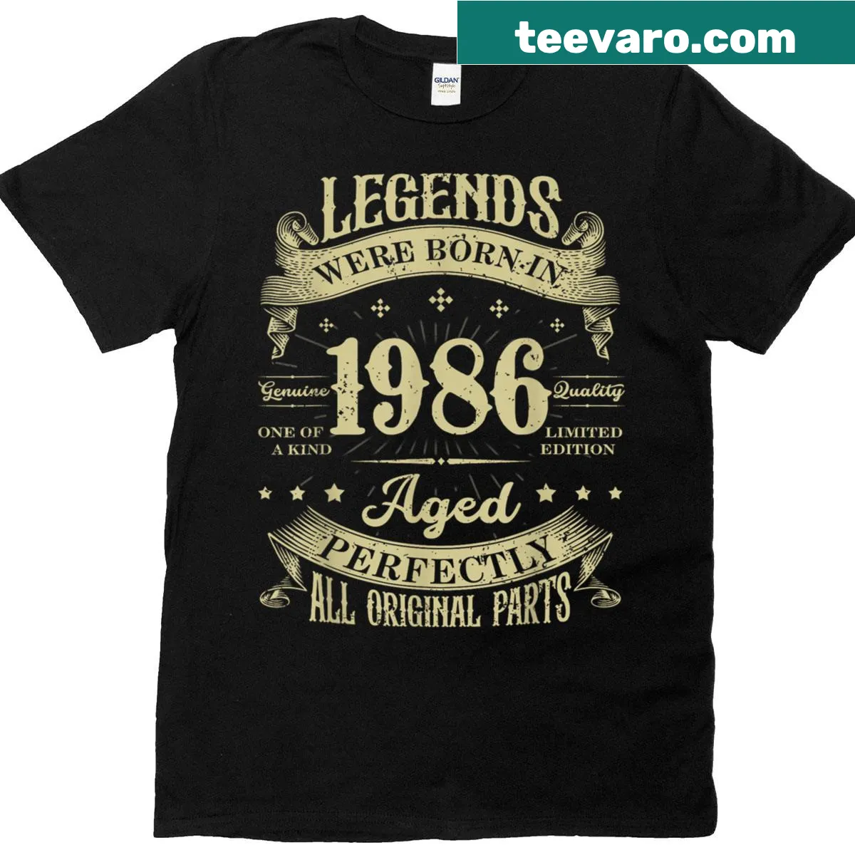 Vintage 1986 celebration T-shirt with retro graphics — on a men's t-shirt