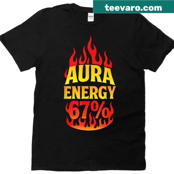 Bold typography Aura Energy 67 t-shirt featuring abstract design