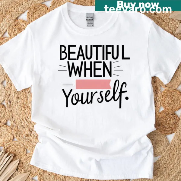 Minimalist typography t-shirt with the message about self-acceptance
