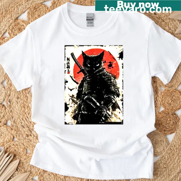 Illustration of a cute black cat on a T-shirt