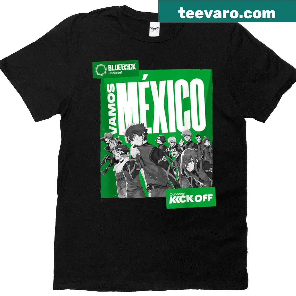 Soccer-themed shirt featuring Blue Lock and Concacaf design — on a men's t-shirt