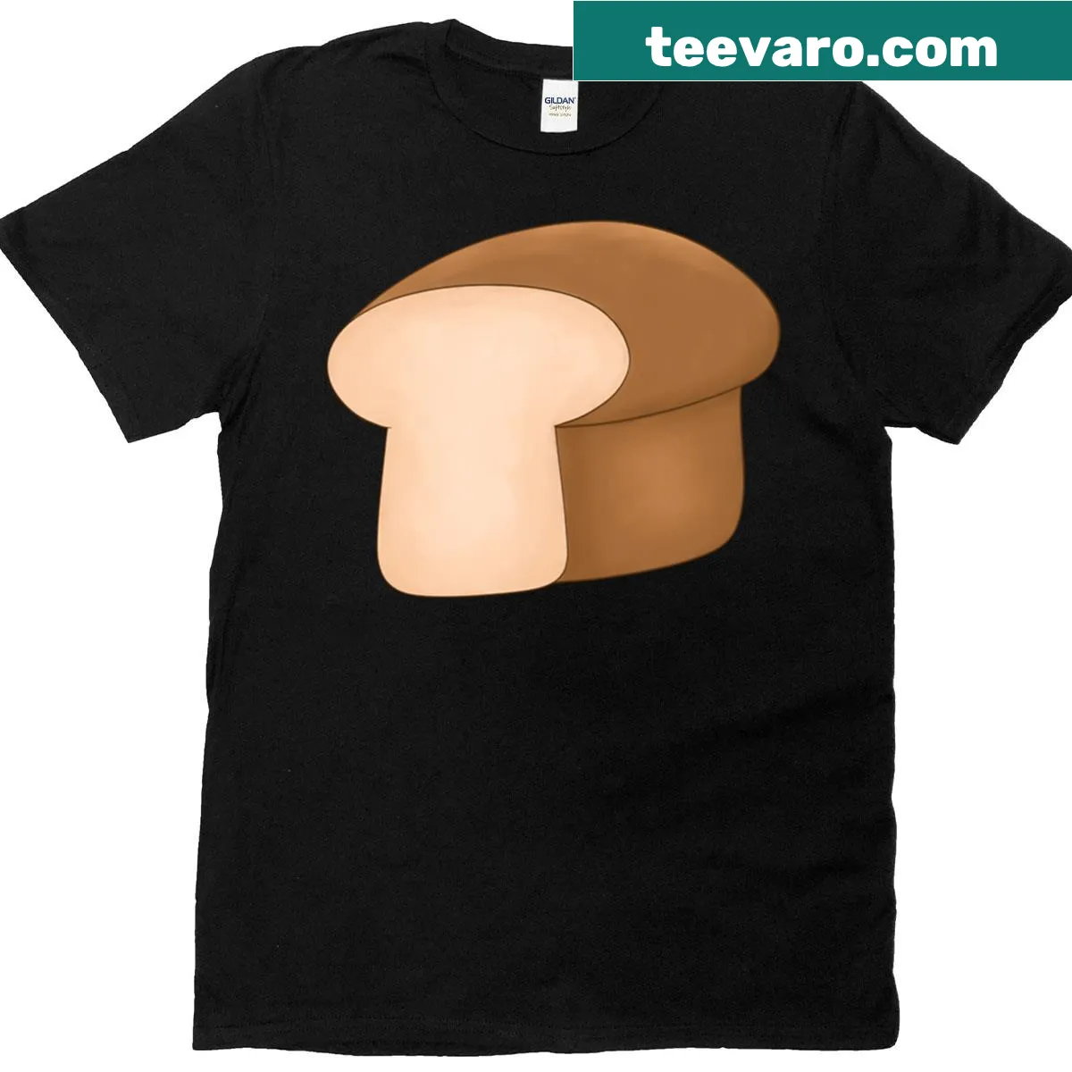 Cartoon bread loaf t-shirt with a smiling expression — on a men's t-shirt